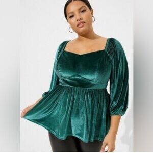 Torrid Green Velvet Blouse